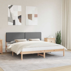 Estrutura de cama com cabeceira estofada cinza escuro