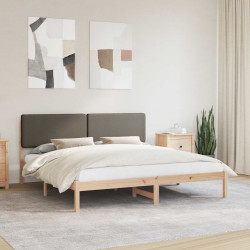Estrutura de cama com cabeceira estofada cinzento-acastanhado
