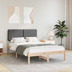 Estrutura de cama com cabeceira estofada cinza escuro