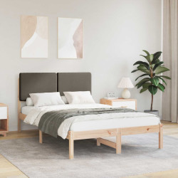 Estrutura de cama com cabeceira estofada cinzento-acastanhado