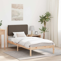Estrutura de cama com cabeceira estofada cinzento-acastanhado