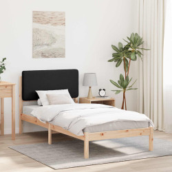Estrutura de cama com cabeceira estofada preto 90 x 190 cm