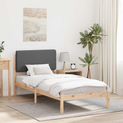 Estrutura de cama com cabeceira estofada cinza escuro
