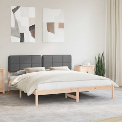 Estrutura de cama com cabeceira estofada cinza escuro