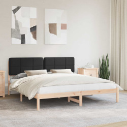 Estrutura de cama com cabeceira estofada preto 180 x 200 cm