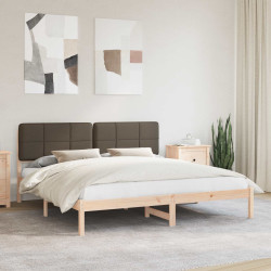 Estrutura de cama com cabeceira estofada cinzento-acastanhado