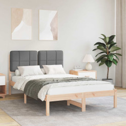 Estrutura de cama com cabeceira estofada cinza escuro