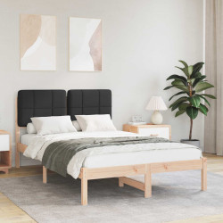 Estrutura de cama com cabeceira estofada preto 120 x 190 cm