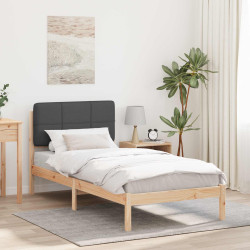 Estrutura de cama com cabeceira estofada cinza escuro