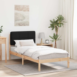 Estrutura de cama com cabeceira estofada preto 90 x 190 cm