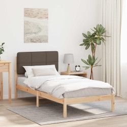 Estrutura de cama com cabeceira estofada cinzento-acastanhado