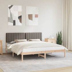 Estrutura de cama com cabeceira estofada cinzento-acastanhado