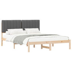 Estrutura de cama com cabeceira estofada cinza escuro