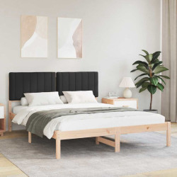 Estrutura de cama com cabeceira estofada preto 160 x 200 cm