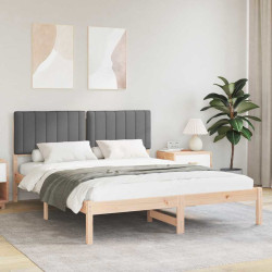Estrutura de cama com cabeceira estofada cinza escuro