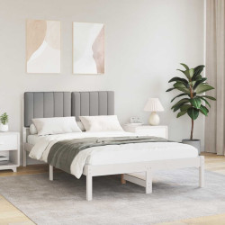 Estrutura de cama com cabeceira estofada branco e cinza claro