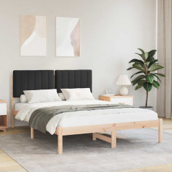 Estrutura de cama com cabeceira estofada preto 140 x 190 cm