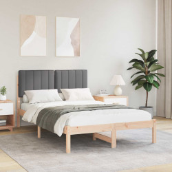 Estrutura de cama com cabeceira estofada cinza escuro