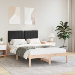 Estrutura de cama com cabeceira estofada preto 120 x 190 cm