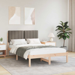 Estrutura de cama com cabeceira estofada cinzento-acastanhado
