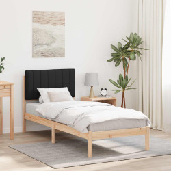Estrutura de cama com cabeceira estofada preto 80 x 200 cm
