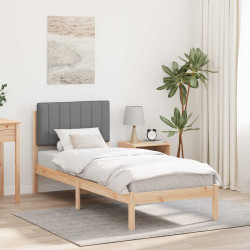 Estrutura de cama com cabeceira estofada cinzento-claro
