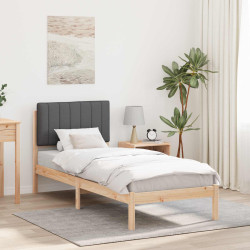 Estrutura de cama com cabeceira estofada cinza escuro