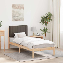 Estrutura de cama com cabeceira estofada cinzento-acastanhado