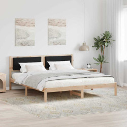Estrutura da cama preto 180 x 200 cm madeira de pinheiro sólida
