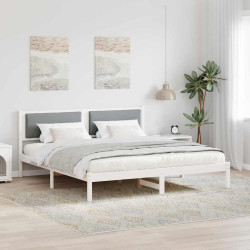 Estrutura da cama com cabeceira cinzento-claro 180 x 200 cm