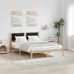 Estrutura da cama preto 140 x 200 cm madeira de pinheiro sólida