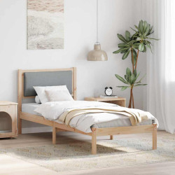 Estrutura da cama com cabeceira cinzento-claro 80 x 200 cm