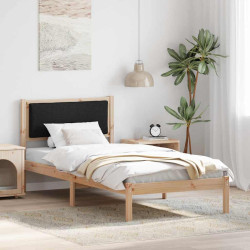 Estrutura da cama preto 90 x 190 cm madeira de pinheiro sólida