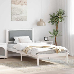 Estrutura da cama com cabeceira cinzento-claro 90 x 190 cm
