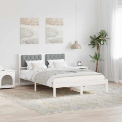 Estrutura da cama com cabeceira cinzento-claro 150 x 200 cm