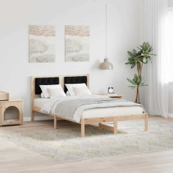 Estrutura da cama preto 120 x 190 cm madeira de pinheiro sólida