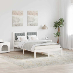 Estrutura da cama com cabeceira cinzento-claro 120 x 190 cm