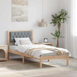 Estrutura da cama com cabeceira cinzento-claro 90 x 200 cm