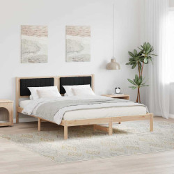 Estrutura de cama com cabeceira estofada preto 160 x 200 cm