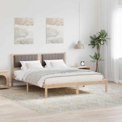 Estrutura de cama com cabeceira estofada cinzento-acastanhado