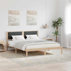 Estrutura de cama com cabeceira estofada cinza escuro