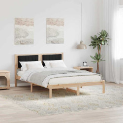 Estrutura de cama com cabeceira estofada preto 140 x 200 cm