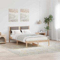 Estrutura de cama com cabeceira estofada cinzento-acastanhado