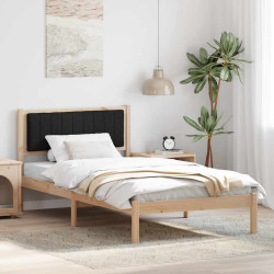 Estrutura de cama com cabeceira estofada preto 100 x 200 cm