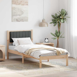 Estrutura de cama com cabeceira estofada cinza escuro