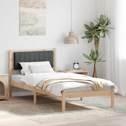 Estrutura de cama com cabeceira estofada cinza escuro