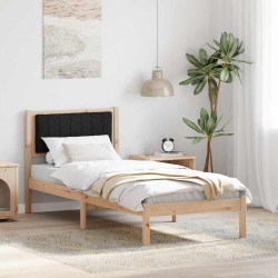 Estrutura de cama com cabeceira estofada preto 75 x 190 cm