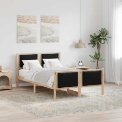 Estrutura da cama com cabeceira preto 120 x 200 cm tecido