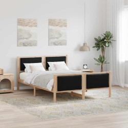 Estrutura da cama com cabeceira preto 135 x 190 cm tecido
