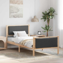 Estrutura da cama cinza escuro 100 x 200 cm tecido